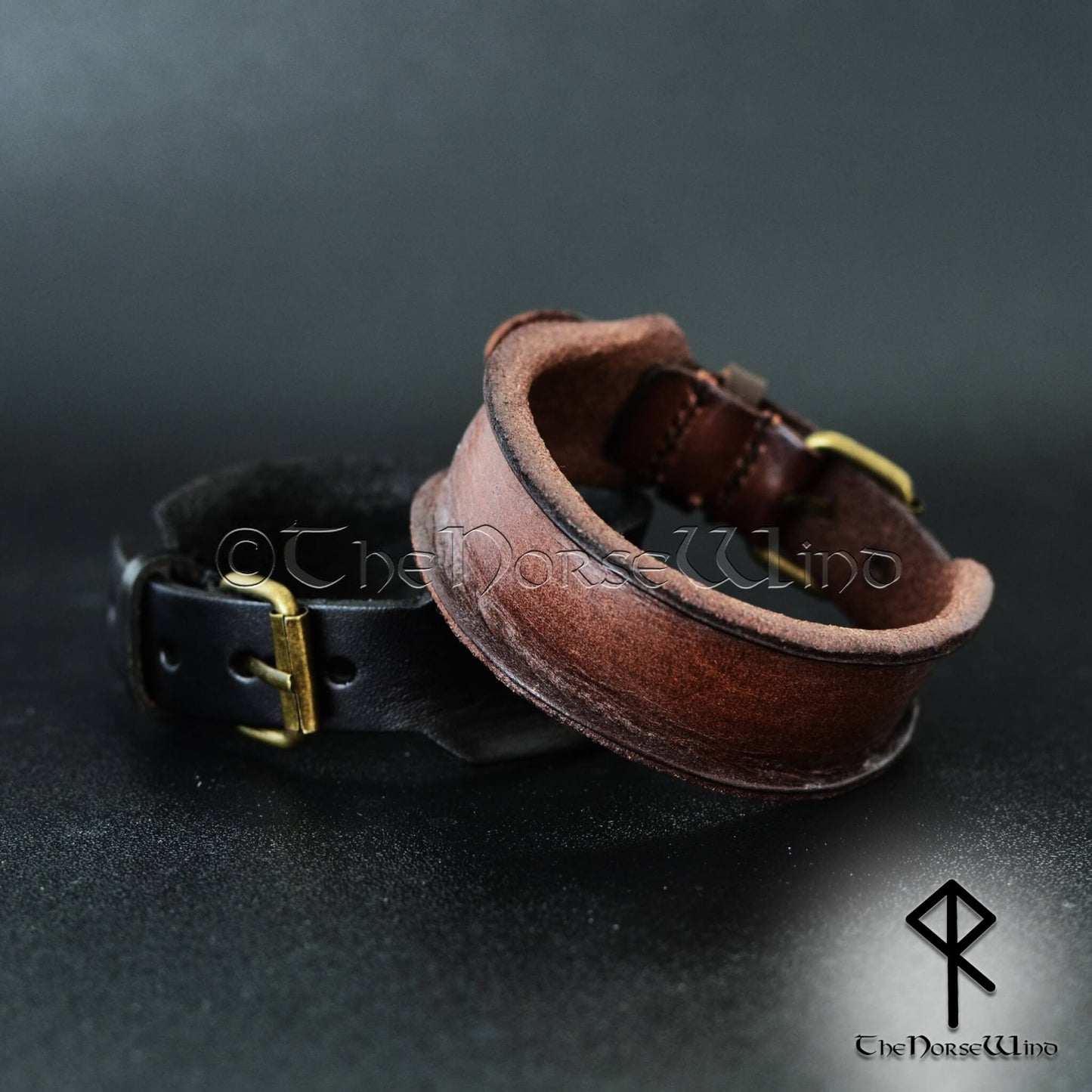 Authentic Viking Leather Cuff Bracelet Norse Wristband - The Norse Wind