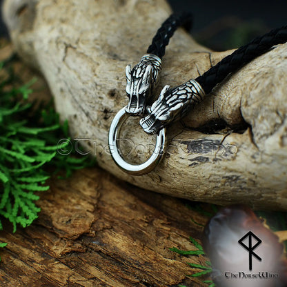 Fenrir Wolf Viking Leather Necklace – Custom O-Ring & Runes
