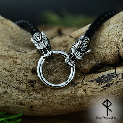 Fenrir Wolf Viking Leather Necklace – Custom O-Ring & Runes