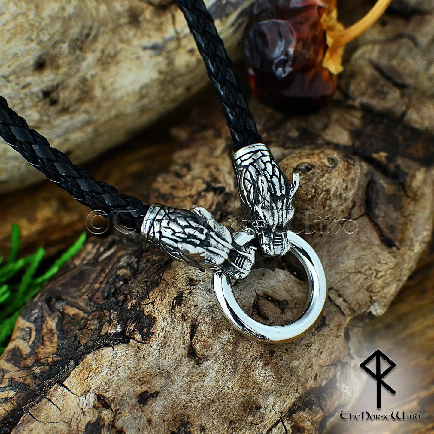 Fenrir Wolf Viking Leather Necklace – Custom O-Ring & Runes
