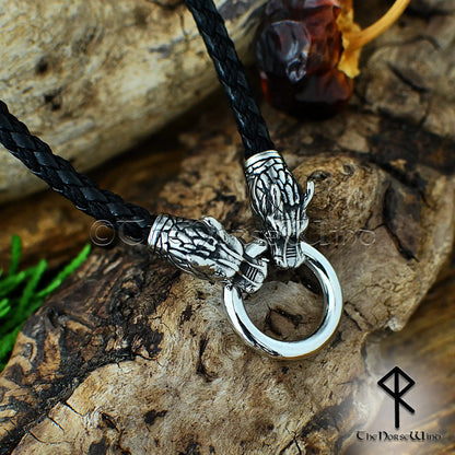 Fenrir Wolf Viking Leather Necklace – Custom O-Ring & Runes
