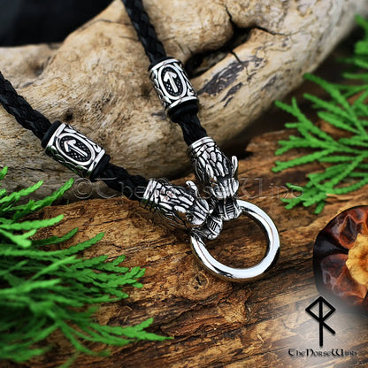 Fenrir Wolf Viking Leather Necklace – Custom O-Ring & Runes