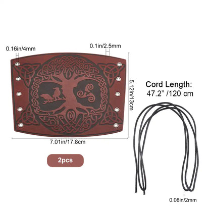 Yggdrasil Viking Leather Bracers, Medieval Celtic Arm Guards