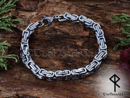 Byzantine Chain Viking Bracelet, 6mm Solid Men's Bracelet in 316L Stainless Steel - Premium Viking Jewelry