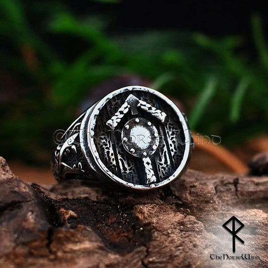 Tiwaz Rune Viking Shield Ring – Stainless Steel Norse Warrior Ring