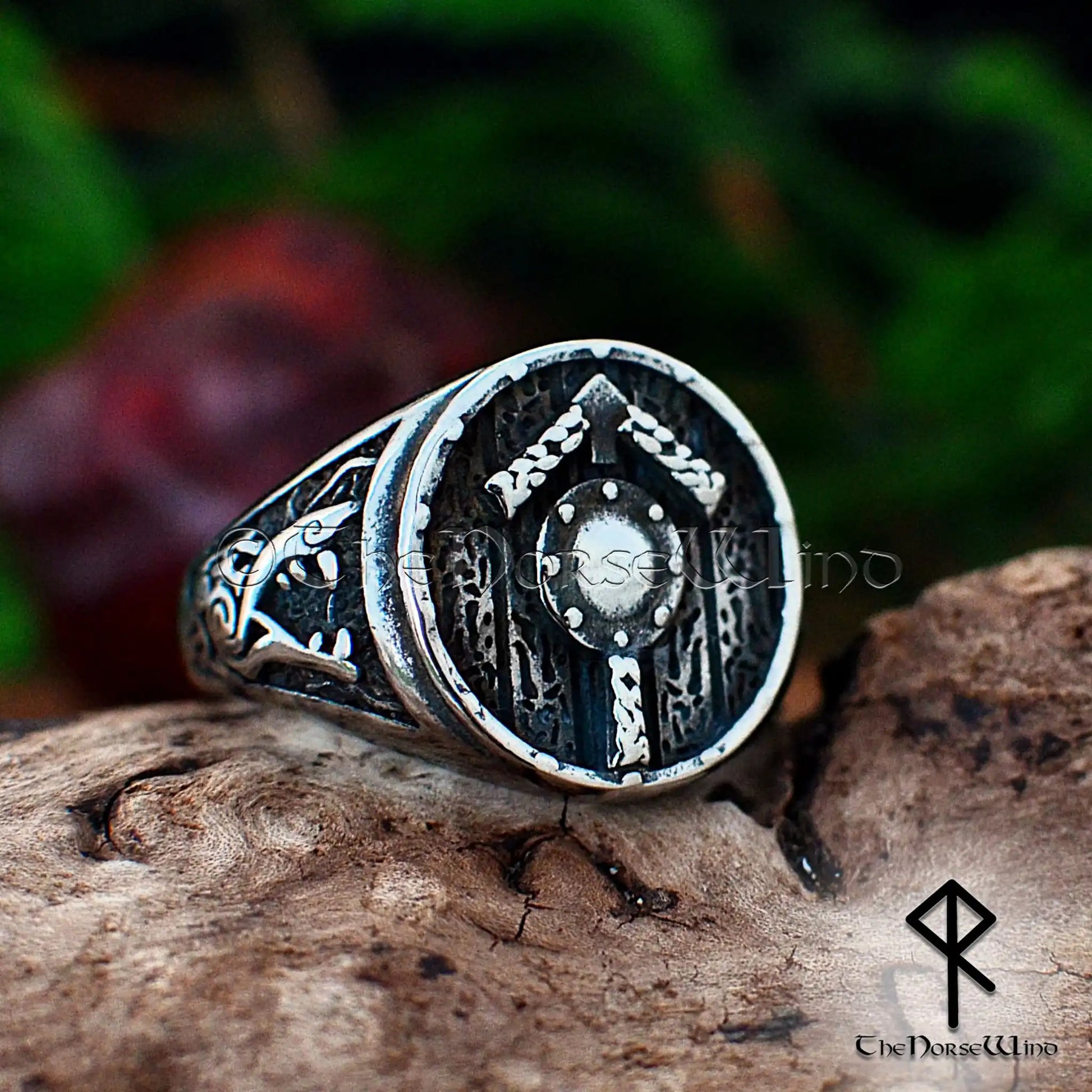 Tiwaz Rune Viking Shield Ring – Stainless Steel Norse Warrior Ring