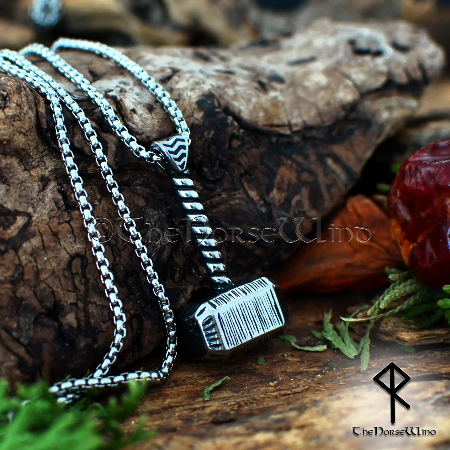 Thor's Hammer / Mjolnir Viking Necklace - Stainless Steel Pendant - The Norse Wind
