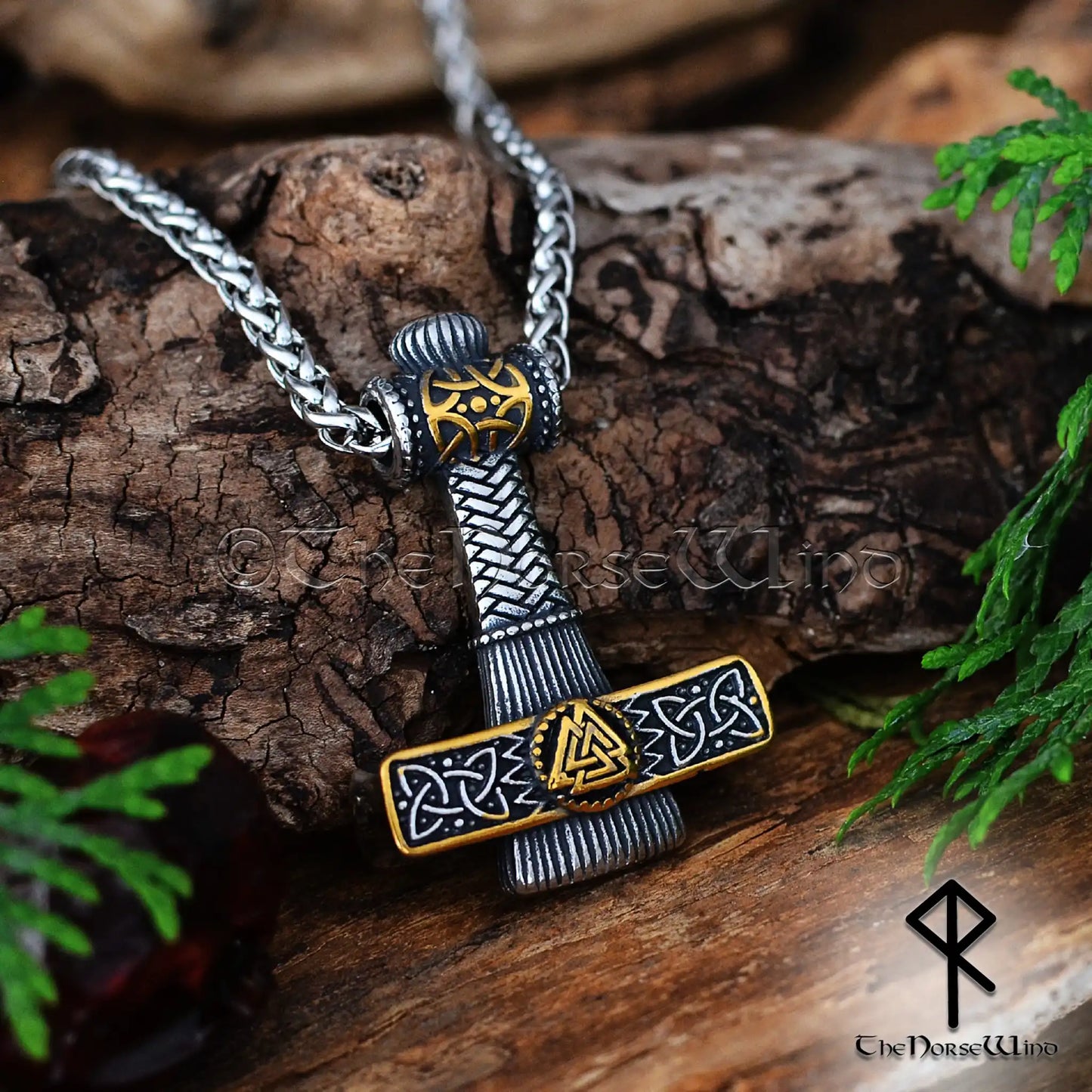 Viking Mjolnir Necklace - Thor's Hammer & Valknut Pendant