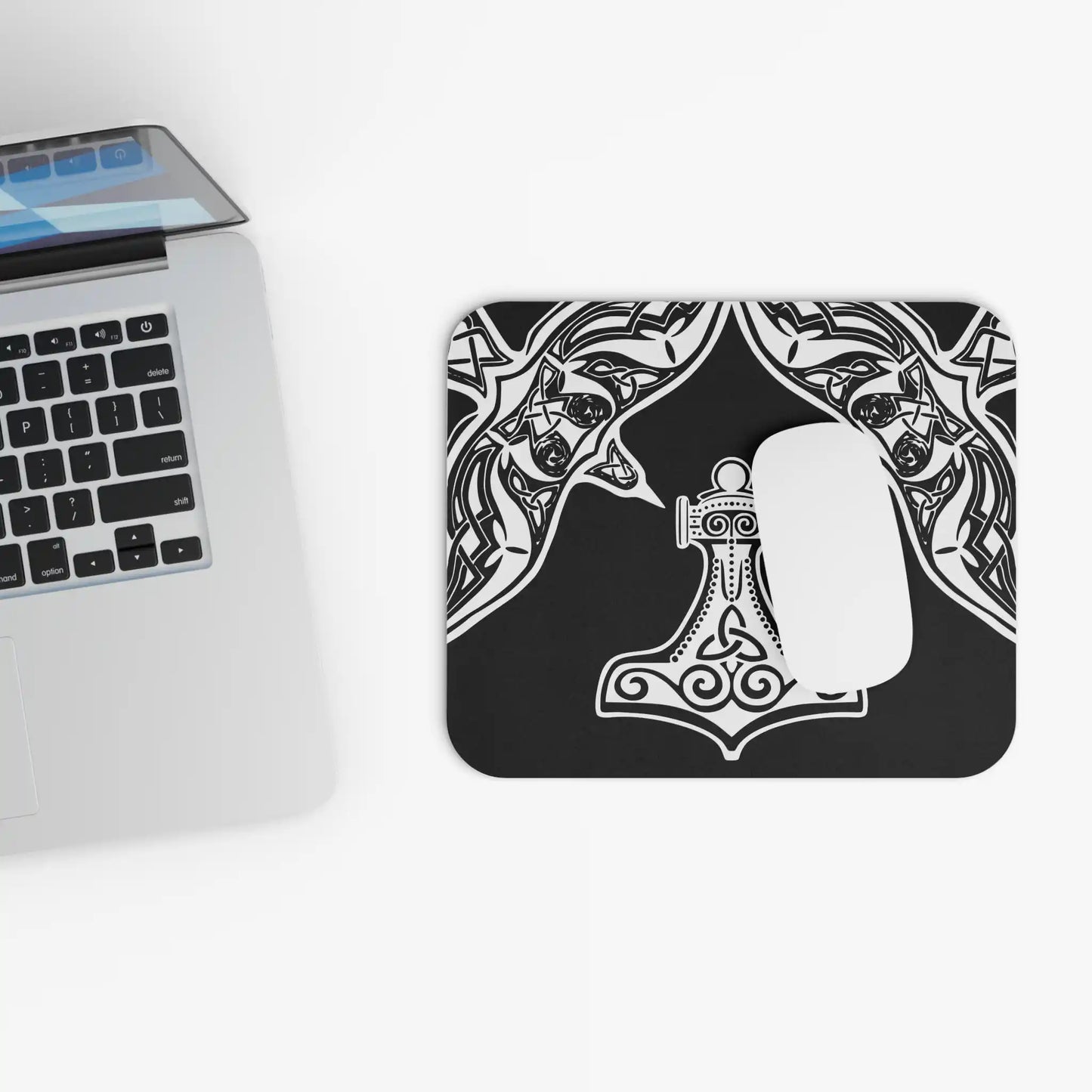 Thor’s Hammer Viking Mouse Pad – Odin’s Ravens Mjolnir Desk Mat