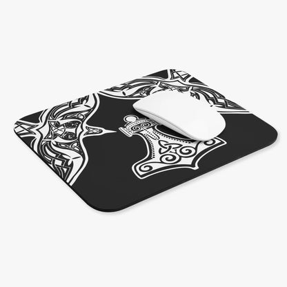 Thor’s Hammer Viking Mouse Pad – Odin’s Ravens Mjolnir Desk Mat