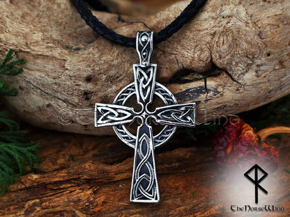 Celtic Cross Necklace, Men's Viking Pendant, Solid Stainless Steel