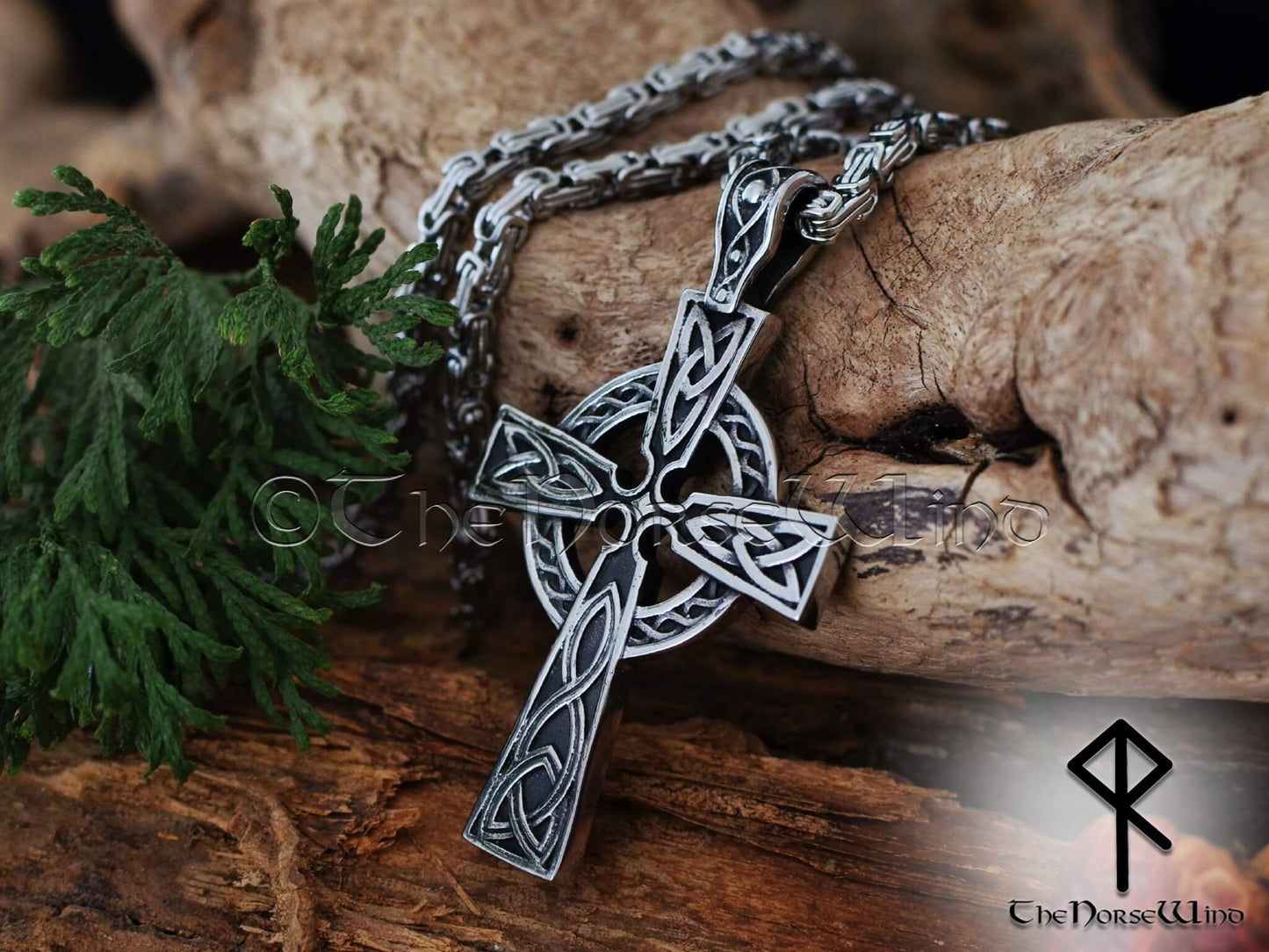 Keltisches Kreuz Halskette, Wikinger-Anhänger für Herren, massiver Edelstahl