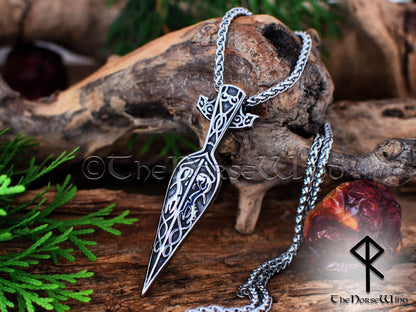 Gungnir Viking Necklace - Odin's Spear Stainless Steel Arrowhead Norse Pendant