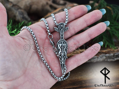 Gungnir Viking Necklace - Odin's Spear Stainless Steel Arrowhead Norse Pendant