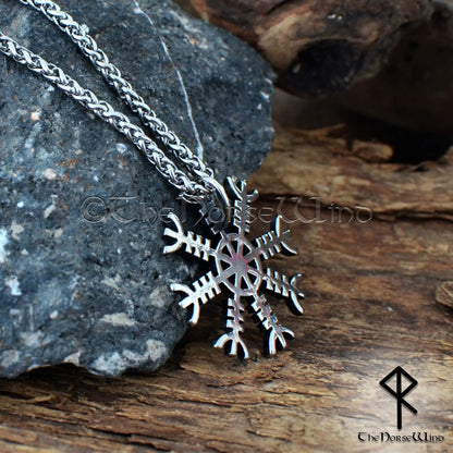 Helm of Awe Viking Necklace – Aegishjalmur Stainless Steel Pendant