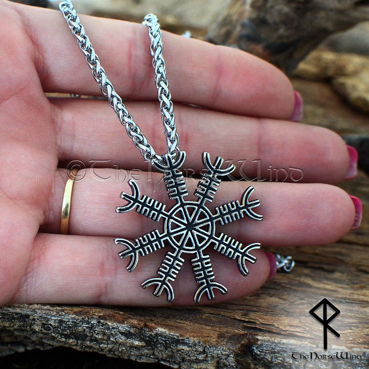Helm of Awe Viking Necklace – Aegishjalmur Stainless Steel Pendant