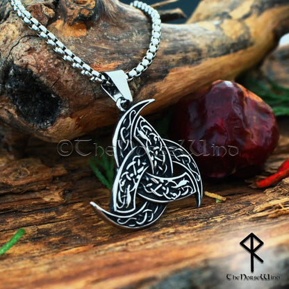 Wikinger-Halskette, Dreifaches Horn von Odin, Dreifaltigkeitsknoten, nordischer Anhänger