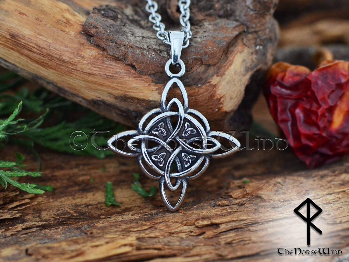 Celtic Knot Necklace, Triquetra Viking Pendant - Stainless Steel