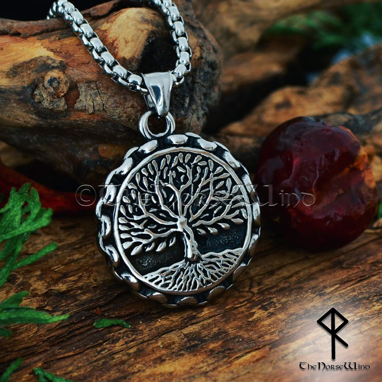 Viking Yggdrasil Pendant, Norse Tree of Life Necklace, Stainless Steel