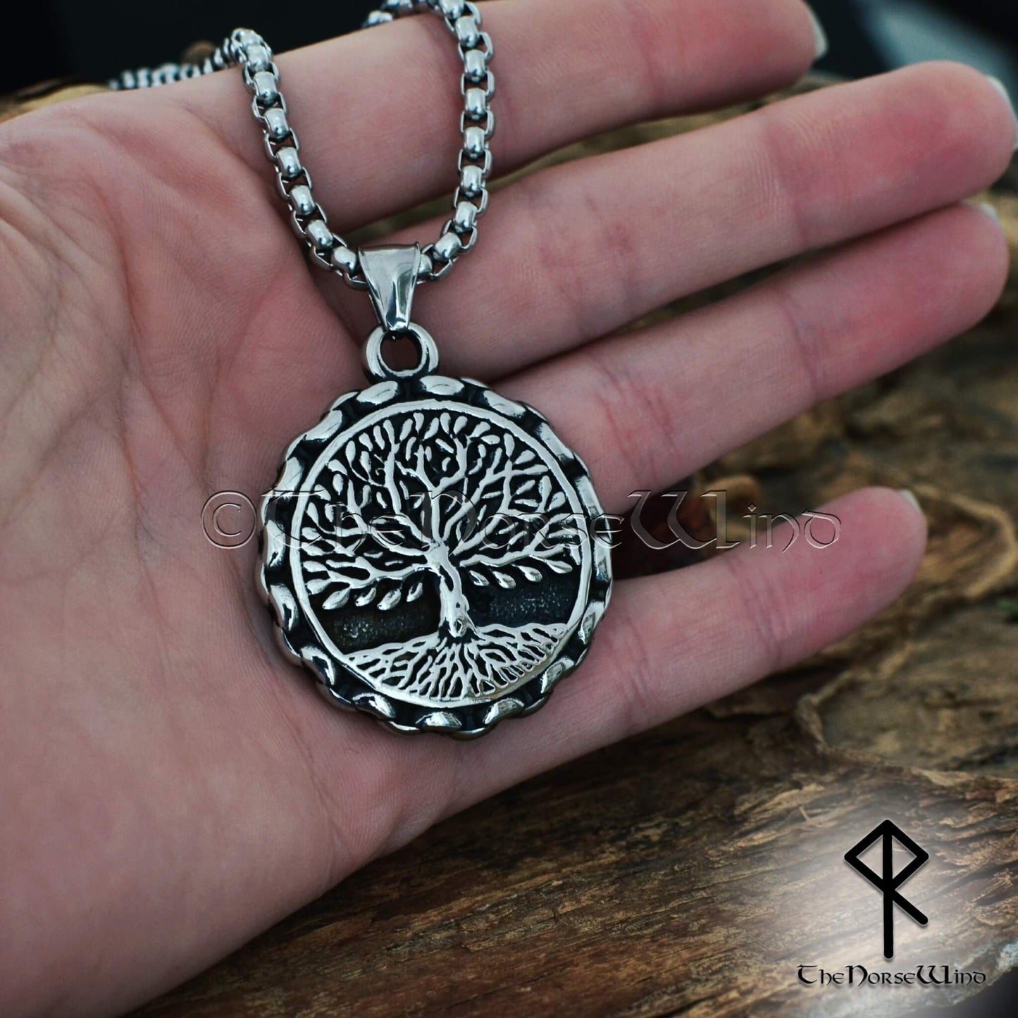Viking Yggdrasil Pendant, Norse Tree of Life Necklace, Stainless Steel