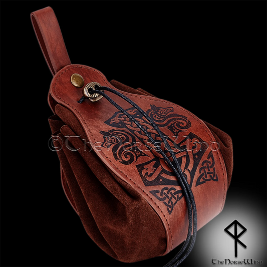 Thor's Hammer Viking Leather Belt Pouch Bag