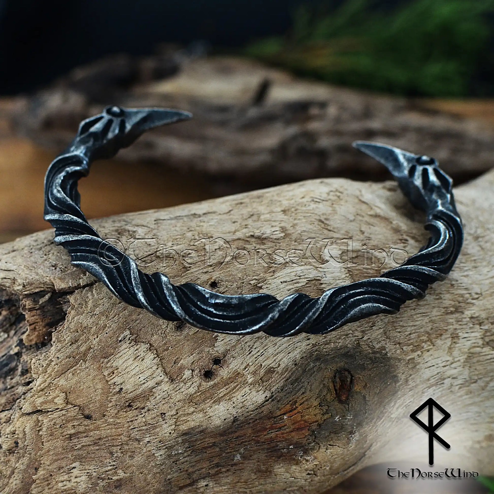 Viking Raven Bracelet | Hand-Forged Stainless Steel Torc | The Viking Raven Bracelet | Hand-Forged Stainless Steel Torc | The
