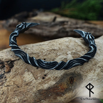 Viking Raven Bracelet – Hand Forged Stainless Steel Norse Torc