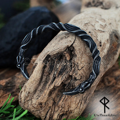 Viking Raven Bracelet – Hand Forged Stainless Steel Norse Torc