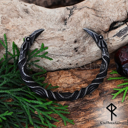 Viking Raven Bracelet – Hand Forged Stainless Steel Norse Torc