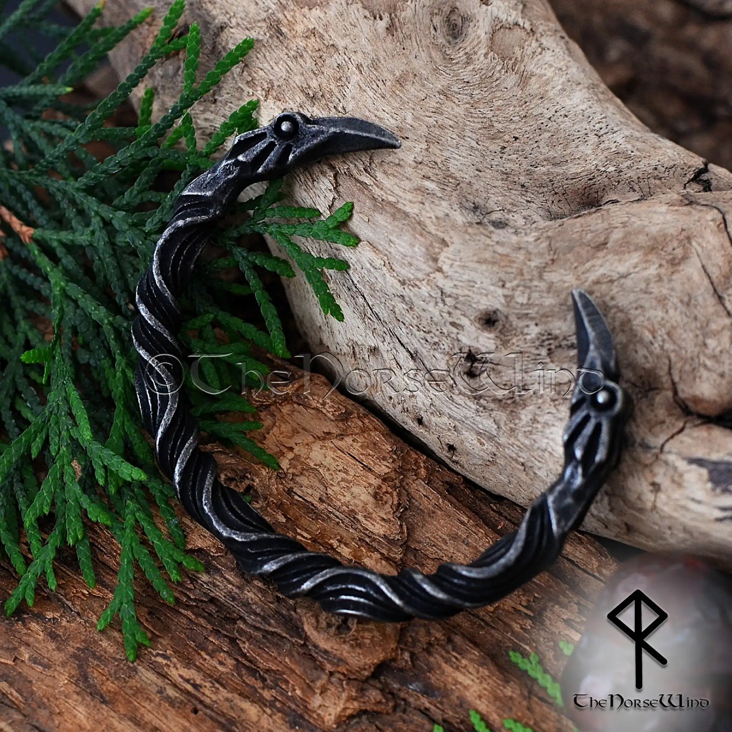 Viking Raven Bracelet – Hand Forged Stainless Steel Norse Torc