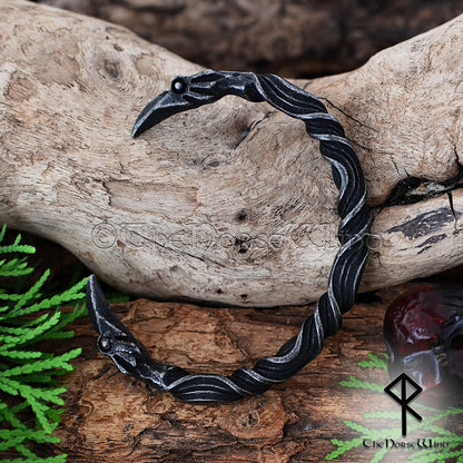 Viking Raven Bracelet – Hand Forged Stainless Steel Norse Torc