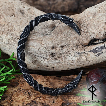 Viking Raven Bracelet – Hand Forged Stainless Steel Norse Torc