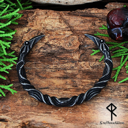 Viking Raven Bracelet – Hand Forged Stainless Steel Norse Torc