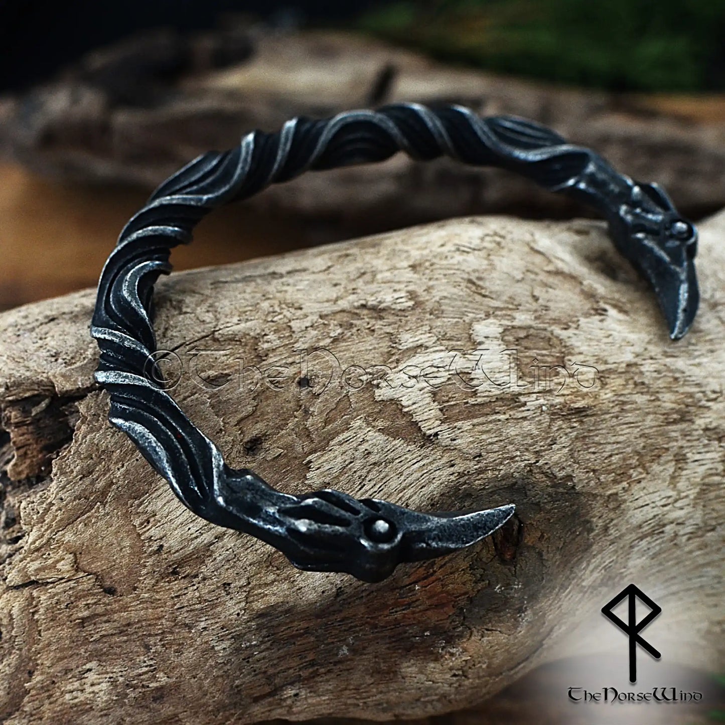 Viking Raven Bracelet – Hand Forged Stainless Steel Norse Torc