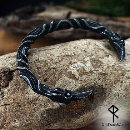 Viking Raven Bracelet – Hand Forged Stainless Steel Norse Torc