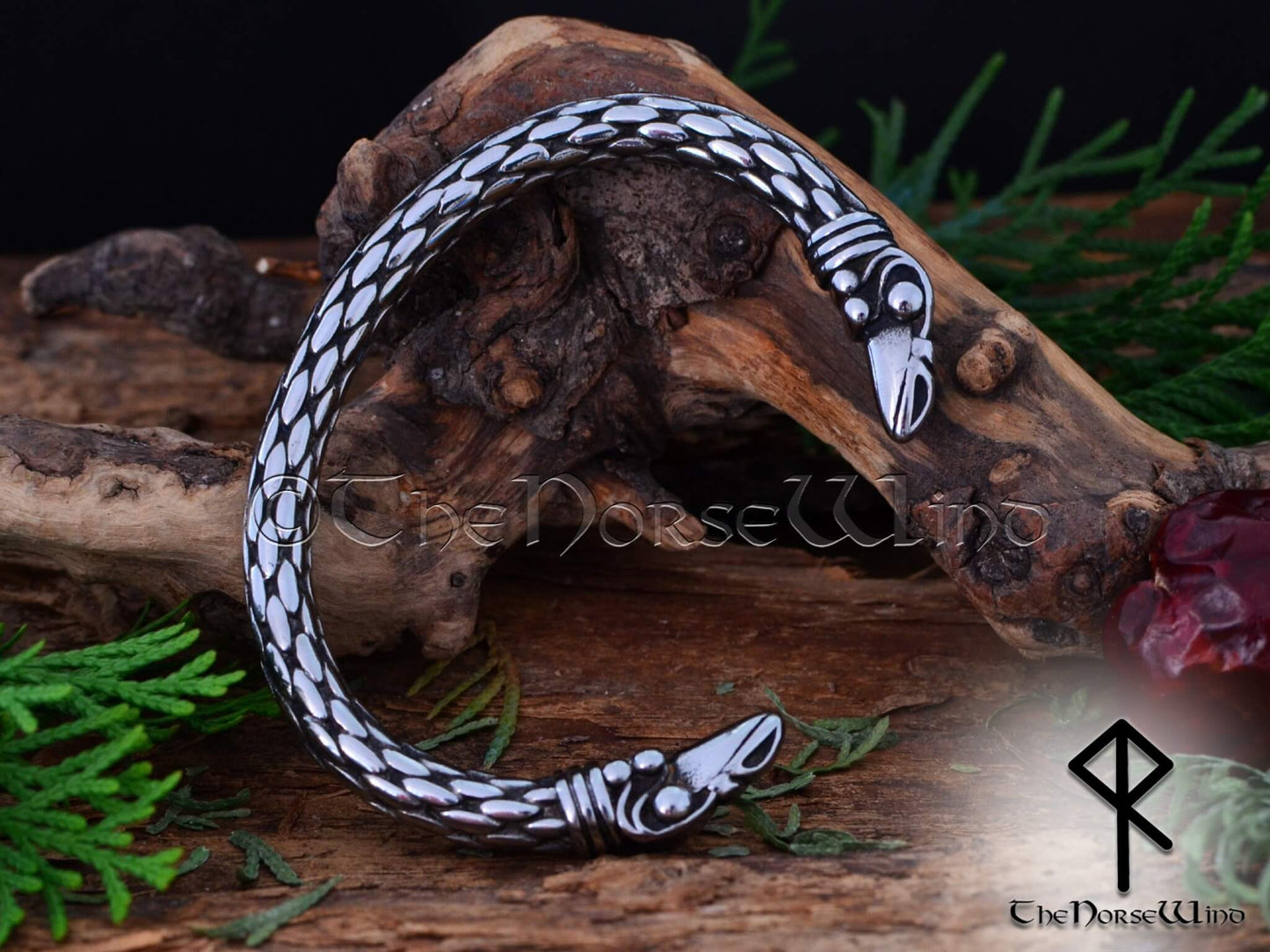 Viking Raven Bracelet, Hugin & Munin Stainless Steel Torc