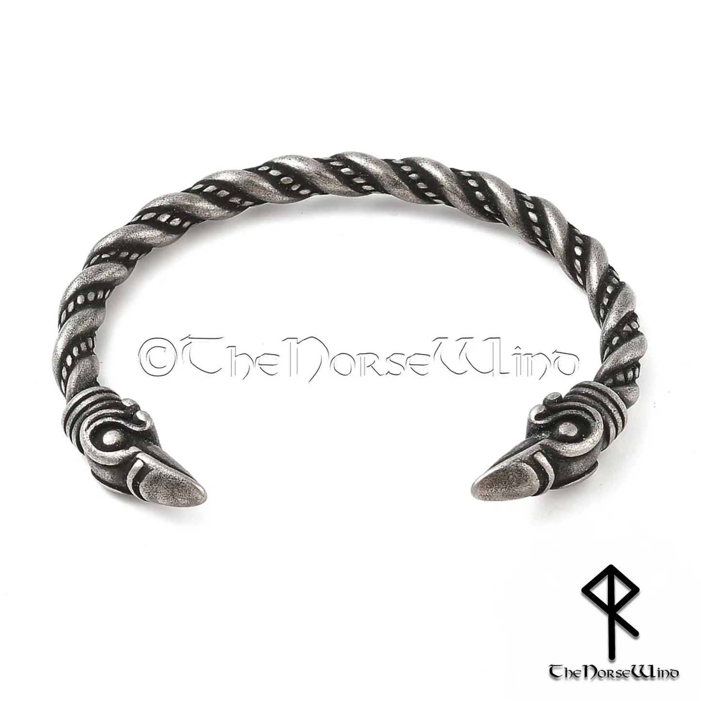 Odin's Ravens Viking Bracelet, Hugin & Munin Stainless Steel Torc - The Norse Wind