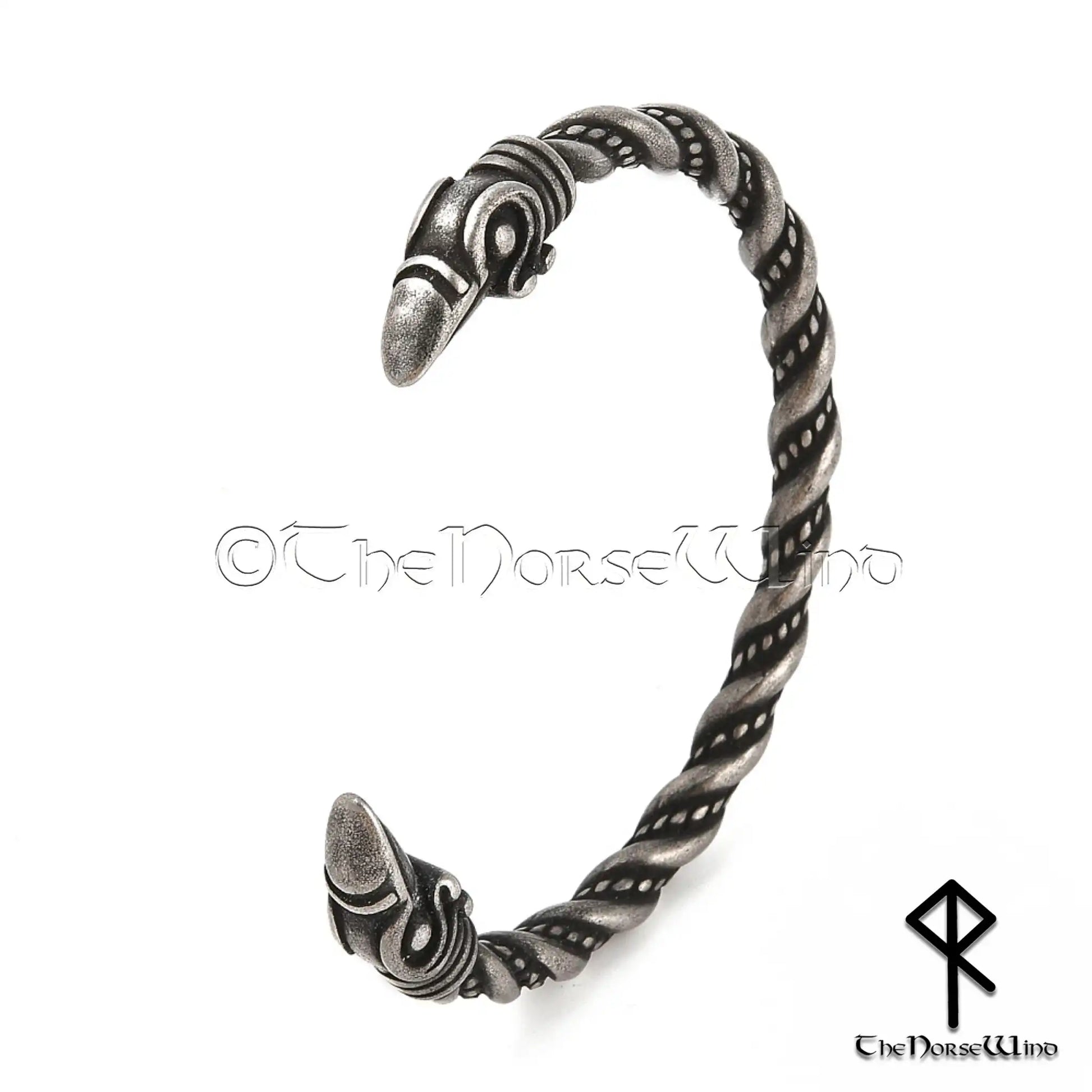 Odin's Ravens Viking Bracelet, Hugin & Munin Stainless Steel Torc - The Norse Wind