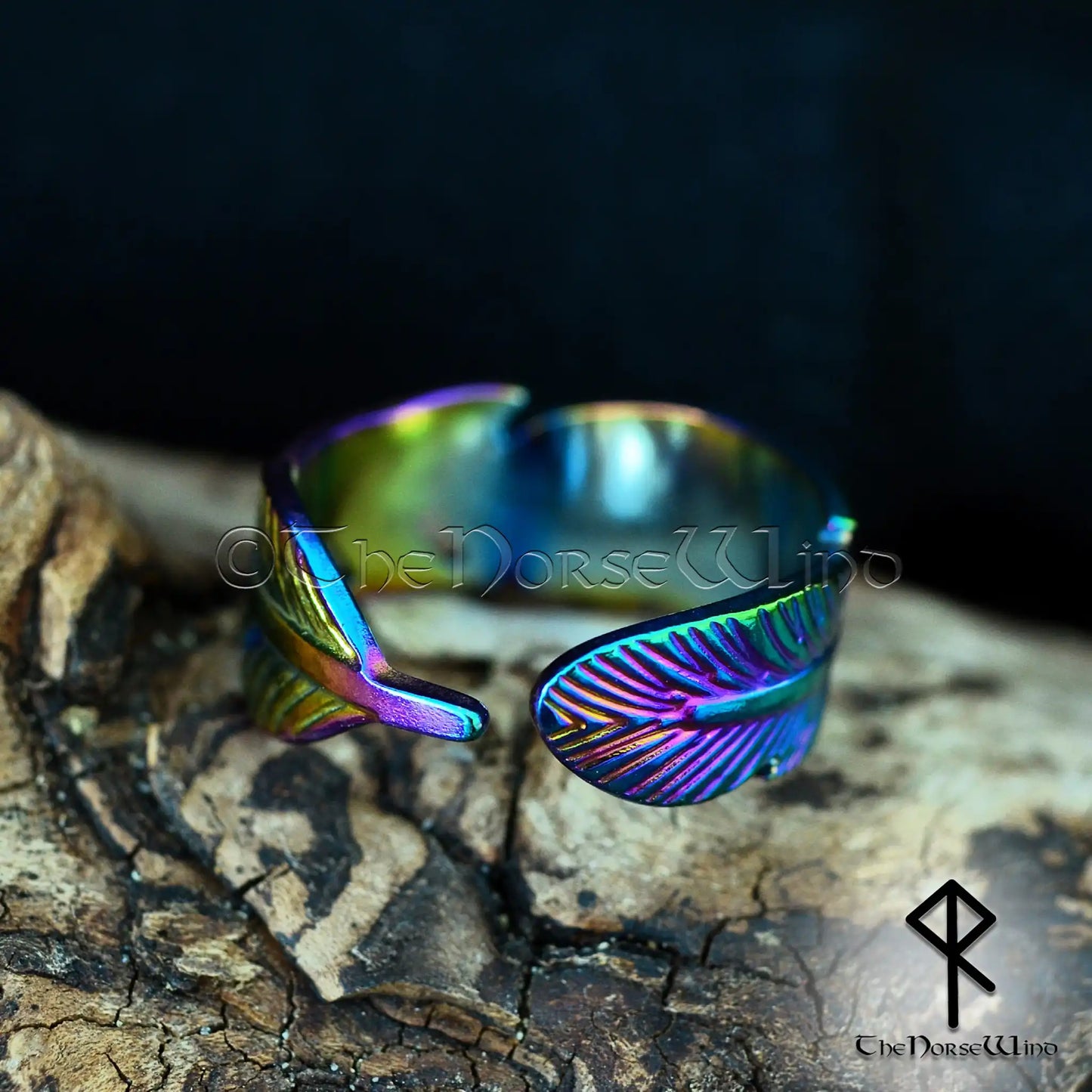 Raven Feather Ring - Mystic Colors Adjustable Stainless Steel