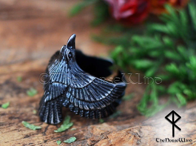 Viking Raven Ring - Norse Mythology Flying Raven Steel Jewelry | The ...