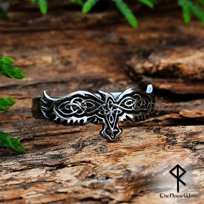 Viking Raven Ring with Celtic Knotwork – Stainless Steel Norse Ring