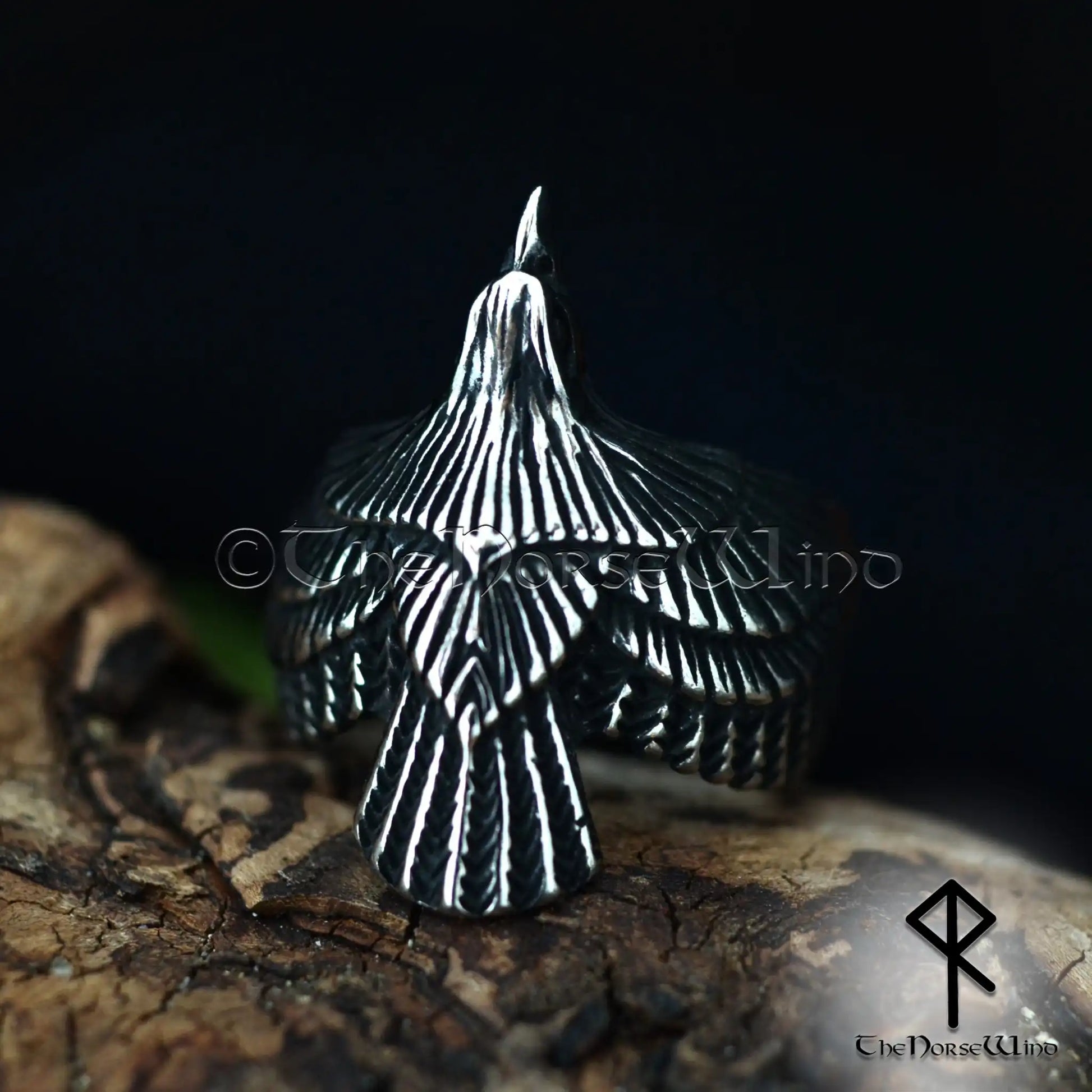 Viking Raven Ring - Flying Odin's Raven Silver Jewelry | The Norse Wind