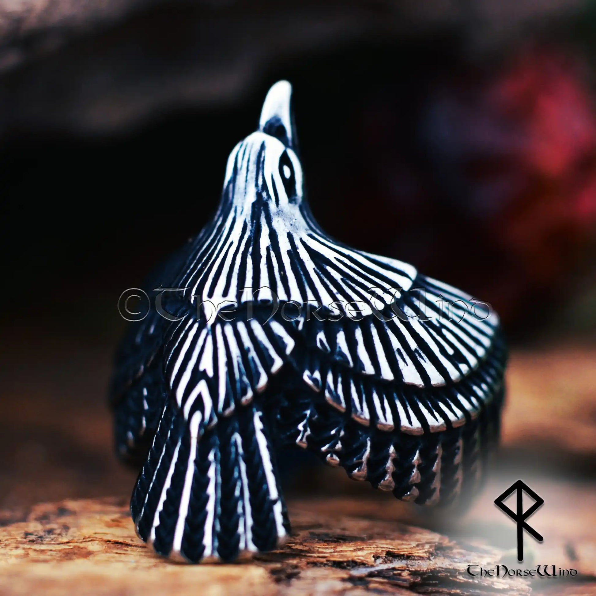 Viking Raven Ring - Flying Odin's Raven Silver Jewelry | The Norse Wind
