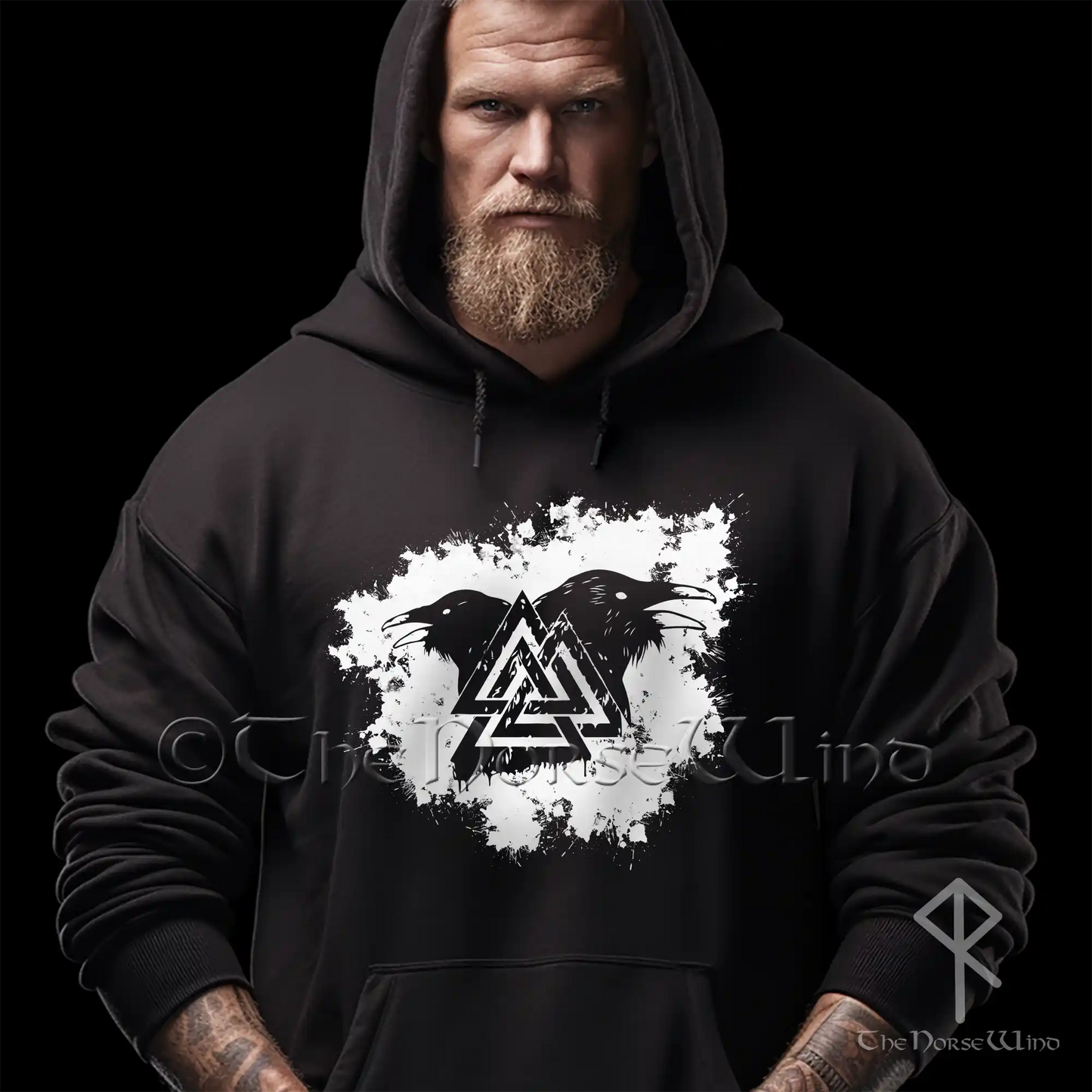 Odin's Ravens & Valknut Viking Hoodie, Norse Warriors Sweatshirt