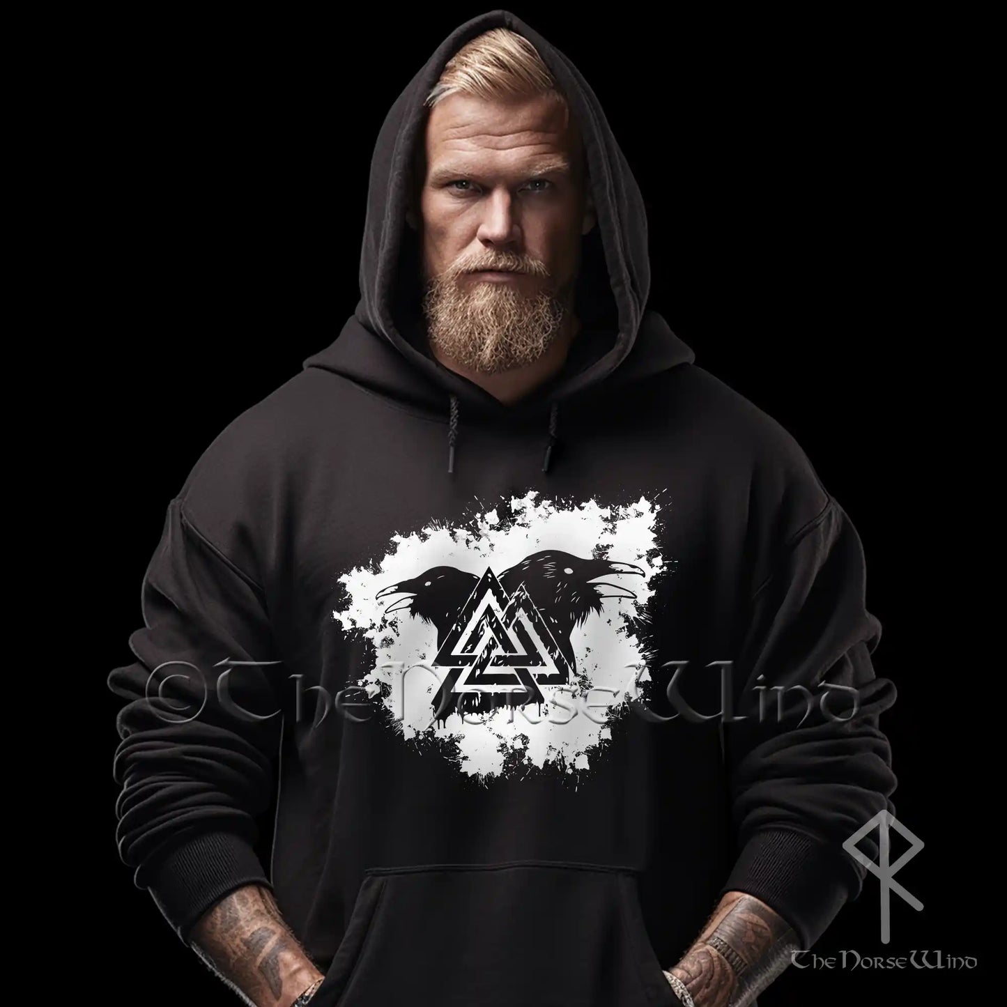 Odin's Ravens & Valknut Viking Hoodie, Norse Warriors Sweatshirt