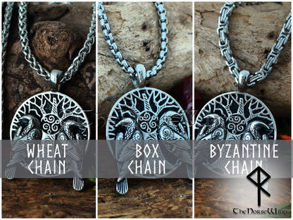 Odin's Ravens Necklace - Hugin & Munin Stainless Steel Viking Pendant
