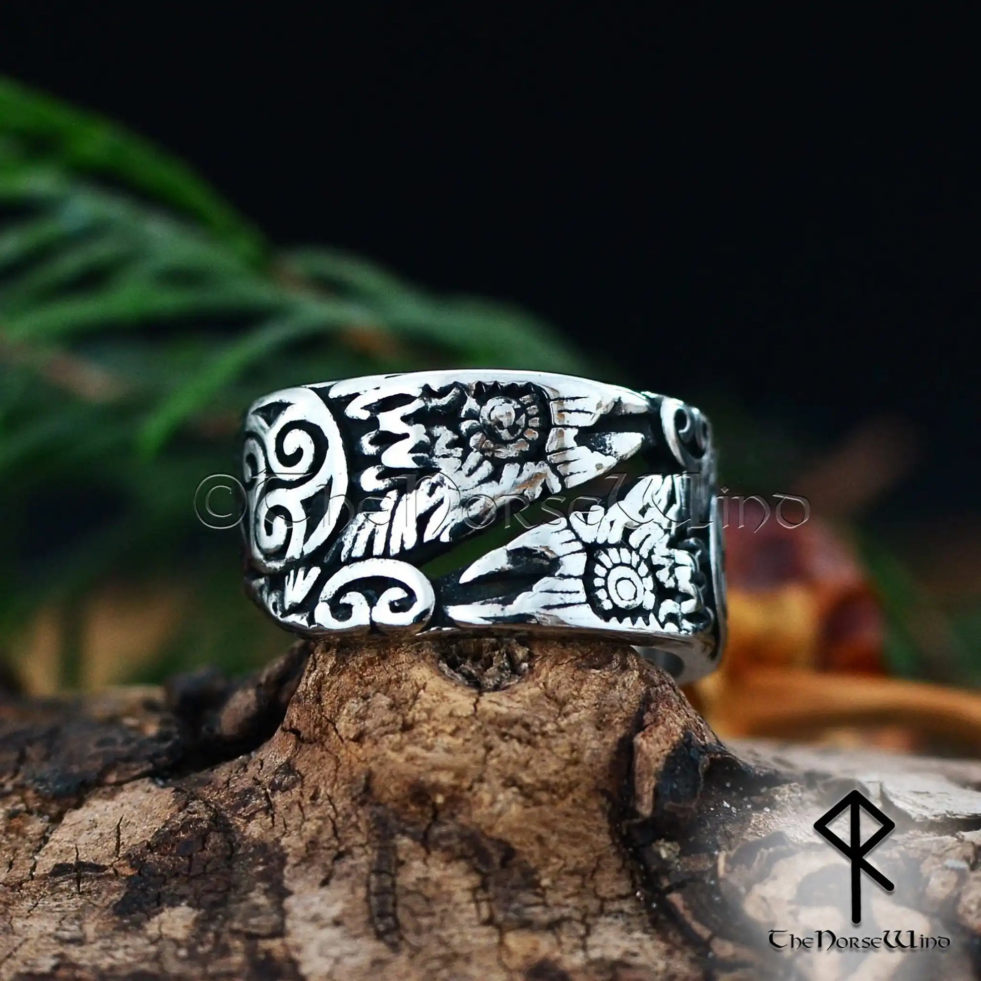 Ring Viking Raven Jewelry Raven Ring With Viking Ornament Sterling