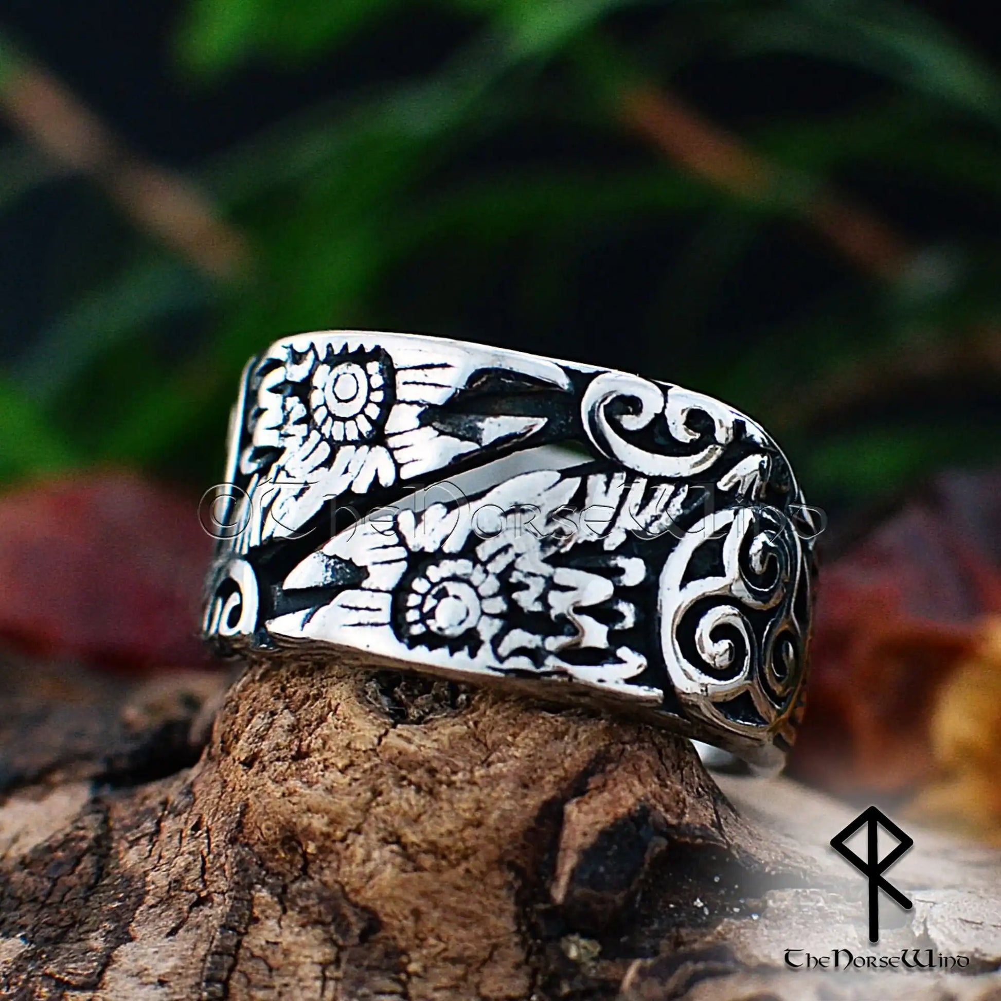 Odin's Ravens Viking Ring, Huginn & Muninn Stainless Steel Jewelry