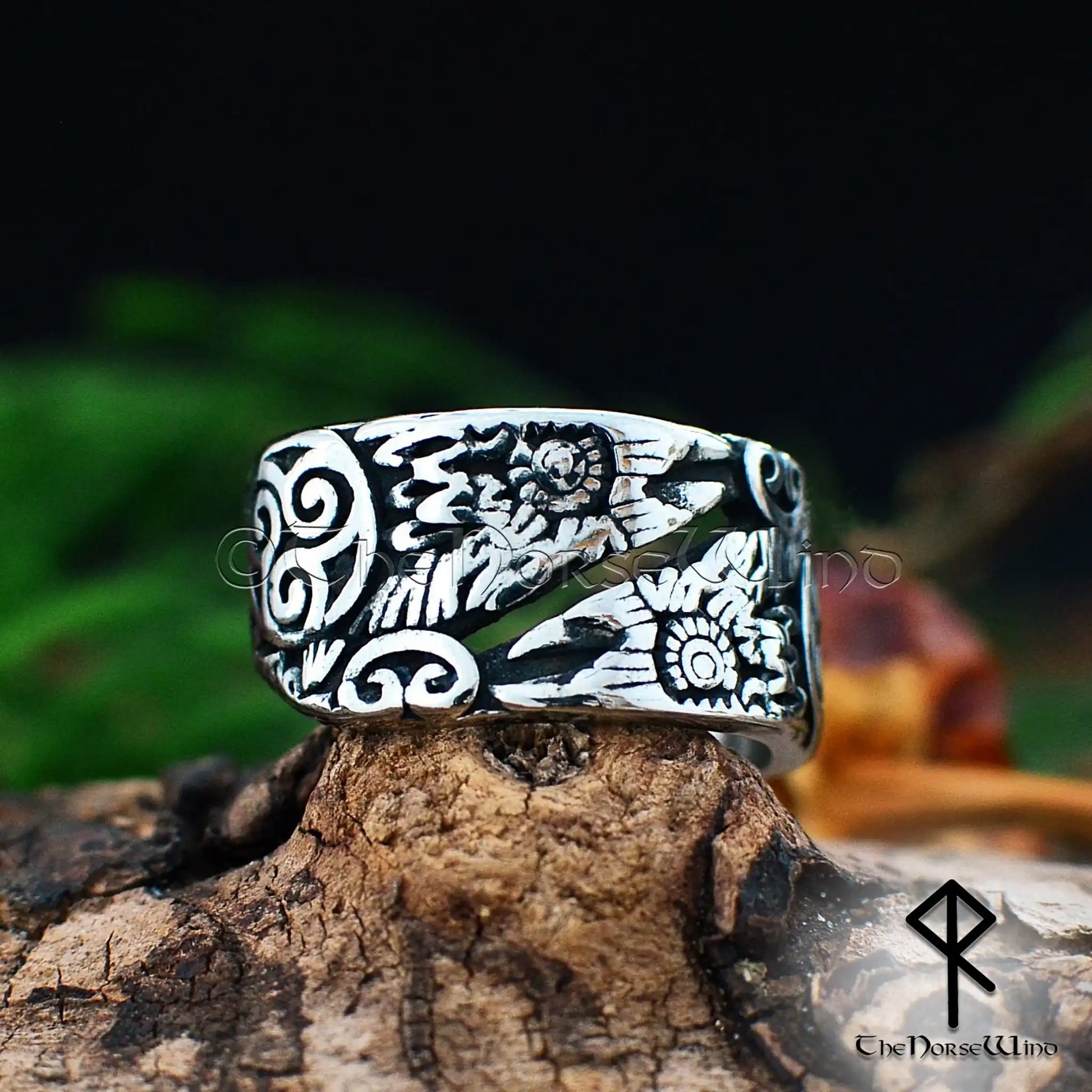 Odin's Ravens Viking Ring, Huginn & Muninn Stainless Steel Jewelry