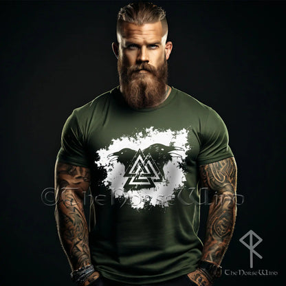 Viking Ravens T-shirt - Valknut & Odin's Ravens Norse Warriors Tee, Huginn and Muninn Nordic Shirt